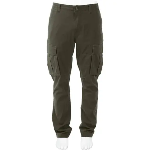 Mens Heritage Slim Fit Cargo Trousers Olive Front